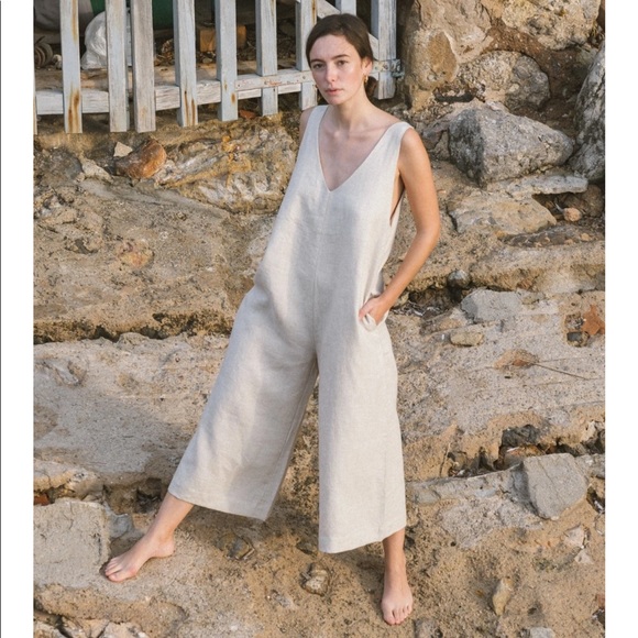 OZMA Pants - VANESSA ROMPER, LAUNDERED LINEN, OATMEAL
